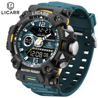 LICARR Top Brand Luxury Mens Watches Fashion Military Sports LED Dual Display Digital Chronograph Waterproof Casual Quartz Watch 9535