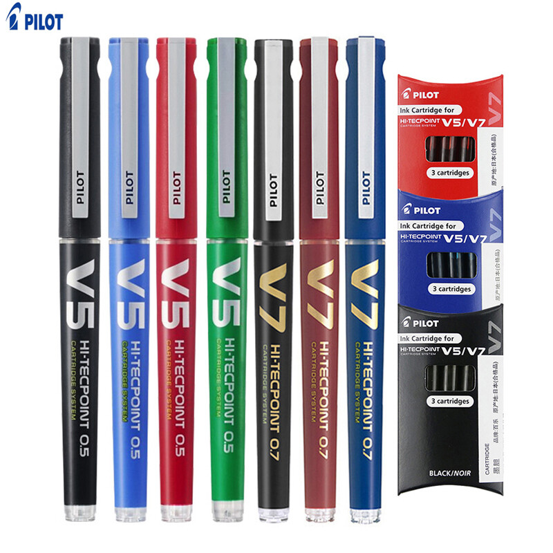 Phi công cổ điển BXC-V5/V7 phiên bản nâng cấp túi mực có thể hoán đổi 0.5/0.7mm đỏ xanh đen vé văn phòng chữ ký viết trơn tru văn phòng phẩm dùng trong học tập sinh viên