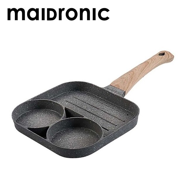 Gambar Aicook x Maidronic  4 holes Pan or 2 holes 1 grill side Frying Pan Non stick Coating Egg Frying Pan Burger Breakfast Sausage Ham Omelette