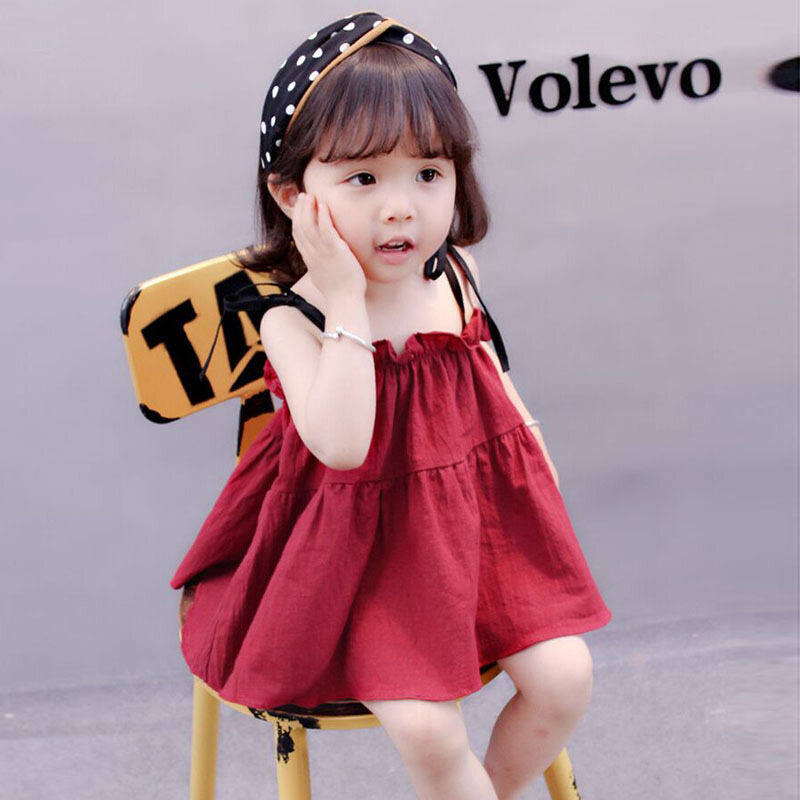 0-5Years Children Girls Summer Fashion Floral Print Cute Sling Princess Dress