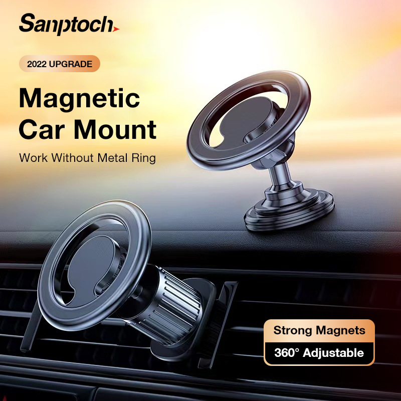 Sanptoch Magnetic Car Phone Holder Compatible With MagSafe Case & iPhone 16 15 14 13 12 Pro Max Mini Car Mount For Dashboard Air Vent 360° Adjustable Strong Magnet Stand ราคา 161 บาท*ส่งฟรี
