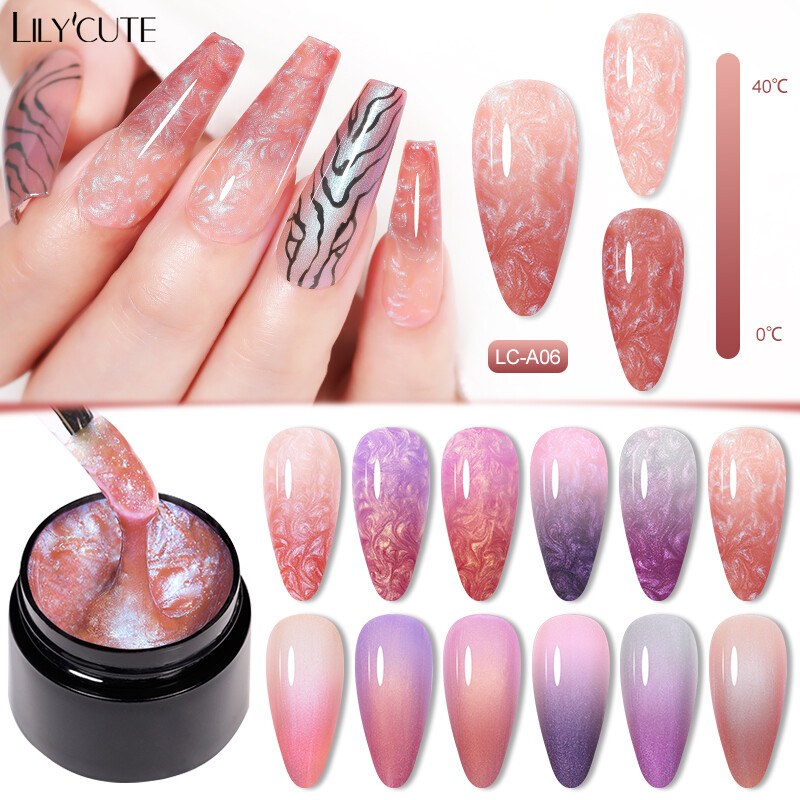 Lilycute gel giữ nhiệt chỉ 7ml gel sơn móng tay nghệ thuật đổi màu sơn gel uv