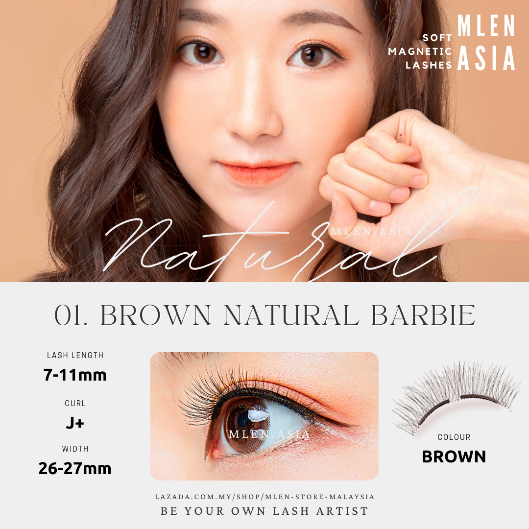 Gambar MLEN Brown Natural Barbie ????? 01 (SET) MLEN Magnetic Eyelash ?????? NATURAL EYELASHES MLEN Magnetic Eyelashes Brown Natural Barbie ????? Reusable Eyelash Magnet | Easy Apply Easy Remove Bulu Mata Magnetik Natural Type
