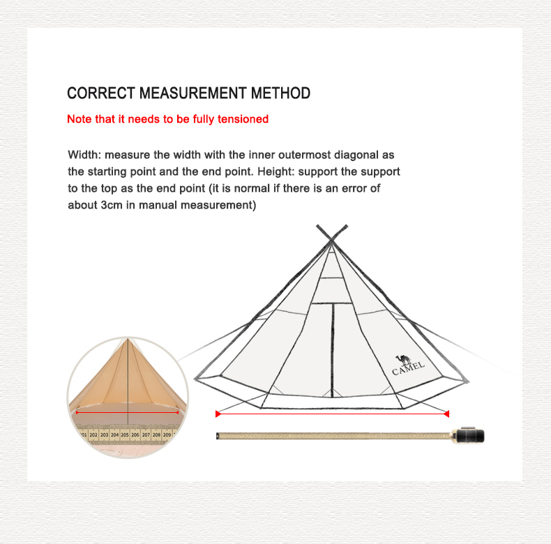 CAMELCROWN Camel Outdoor Camping Indian Tent Portable Folding Large Pyramid Cotton Tent Rainproof · v25