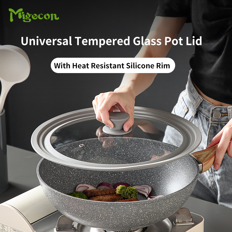 Migecon Universal Lid for Pots, Pans and Skillets Tempered Glass with Heat Resistant Silicone Rim Fits 16/18/20/22/24/26/28/30/32cm Diameter Cookware ราคา 150 บาท*ส่งฟรี