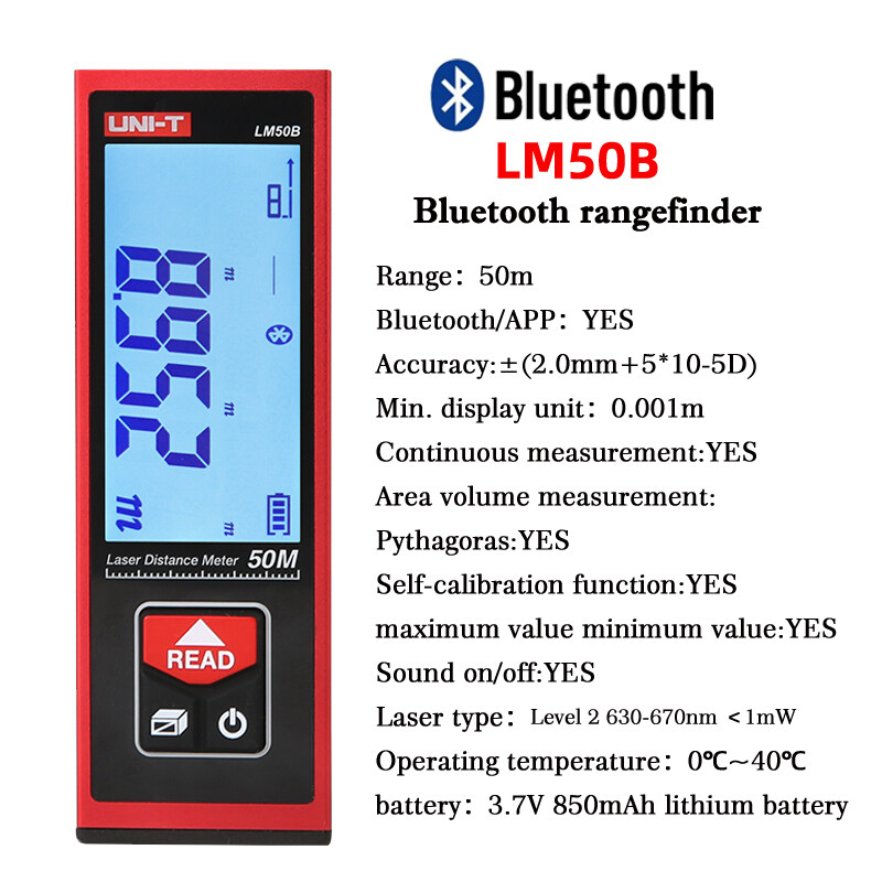 Máy đo khoảng cách Bluetooth Mini UNI-T lm60b lm50b lm40b thước đo điện tử cao laser chính xác để xâ