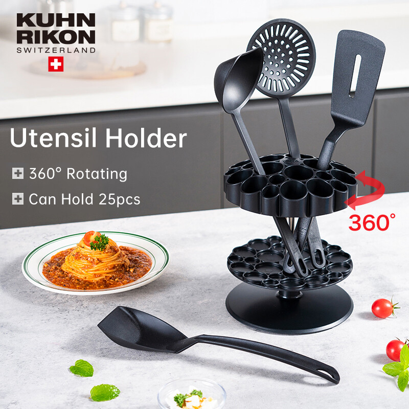 KUHN RIKON Utensil Holder 360° Rotating Spoon Spatula Holder Can Hold 25pcs Cooking Tools Drain Rack Kitchen Organizer Shelf Swiss Design Design ราคา 874 บาท*ส่งฟรี
