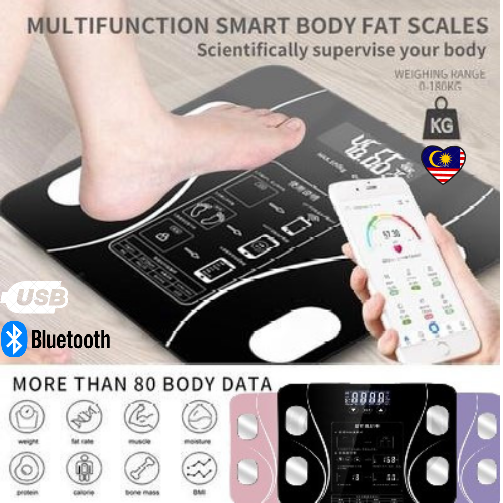 Gambar ? Digital Smart Body Fat Scale Penimbang 79 in1 Bluetooth Weight LCD Digital Weighing ??????? 79?1 LCD