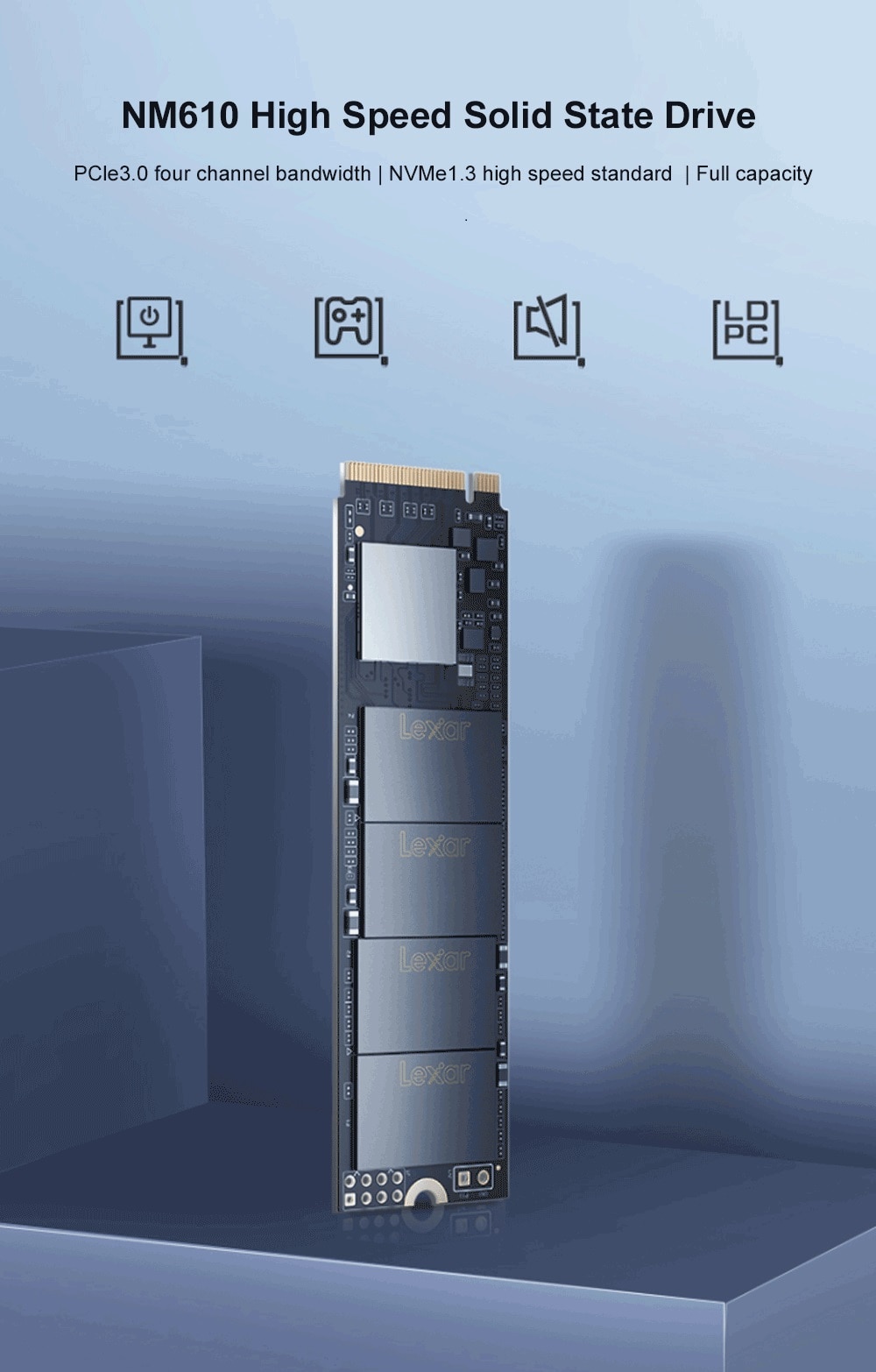 Lexar NM610 500GB M.2 2280 NVMe Internal SSD Solid State Drive PCIe Gen3x4 16 76075dd508ba43bd06951044502ea119