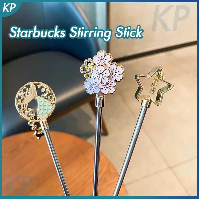 Muỗng Cà Phê Starbuck, Que Khuấy Thìa Dài Bằng Thép Không Gỉ Màu Vàng Bạc Hình Nốt Nhạc Tuyết Sakura Đuôi Nàng Tiên Cá