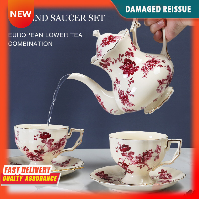 Gambar Cup and Saucer French Afternoon Tea Cup Saucer Coffee Cup Palace Style Ceramic Cup and Pot Set