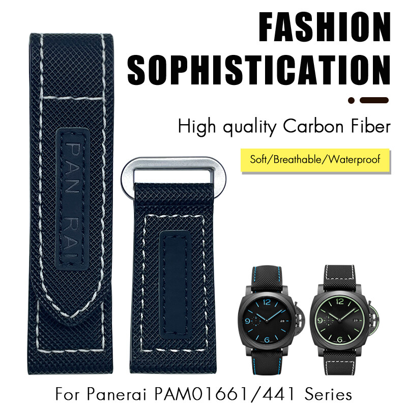 Chất lượng cao nylon vải dây đồng hồ 24mm phù hợp cho panerai luminor pam01118 441 đen xanh dương vải da thật dây đeo vòng đeo tay