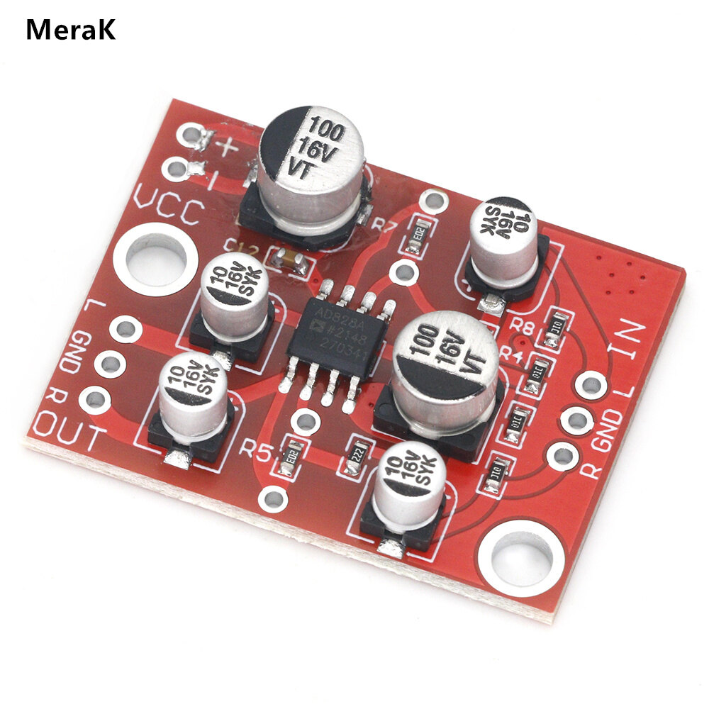 Mạch tiền khuếch đại âm thanh nổi dc 5v-15v ad828 mô-đun tiền khuếch đại