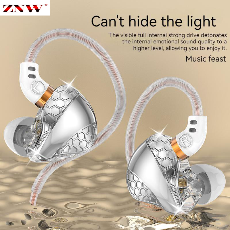 ZNW In-Ear Earphone Sports Around-Ear Wired Earphones Subwoofer Dynamic Coil High Color Value Headphones Noise Reduction Music Headphone HIFI Sound Quality Comfortable Wearing Headset HD Microphone Earbuds ราคา 126 บาท*ส่งฟรี