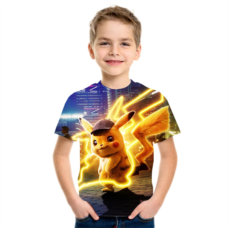 Pokemon Pikachu Kids Shirt for Boys,Back to School Kids Shirt Short Sleeve for Boys&Girls 