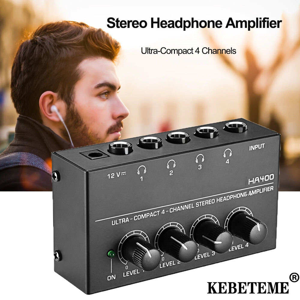 Kebeteme bộ khuếch đại âm thanh ha400 bộ khuếch đại tai nghe âm thanh nổi mini o 4 kênh với bộ chuyển đổi nguồn bộ chuyển đổi phích cắm eu/us