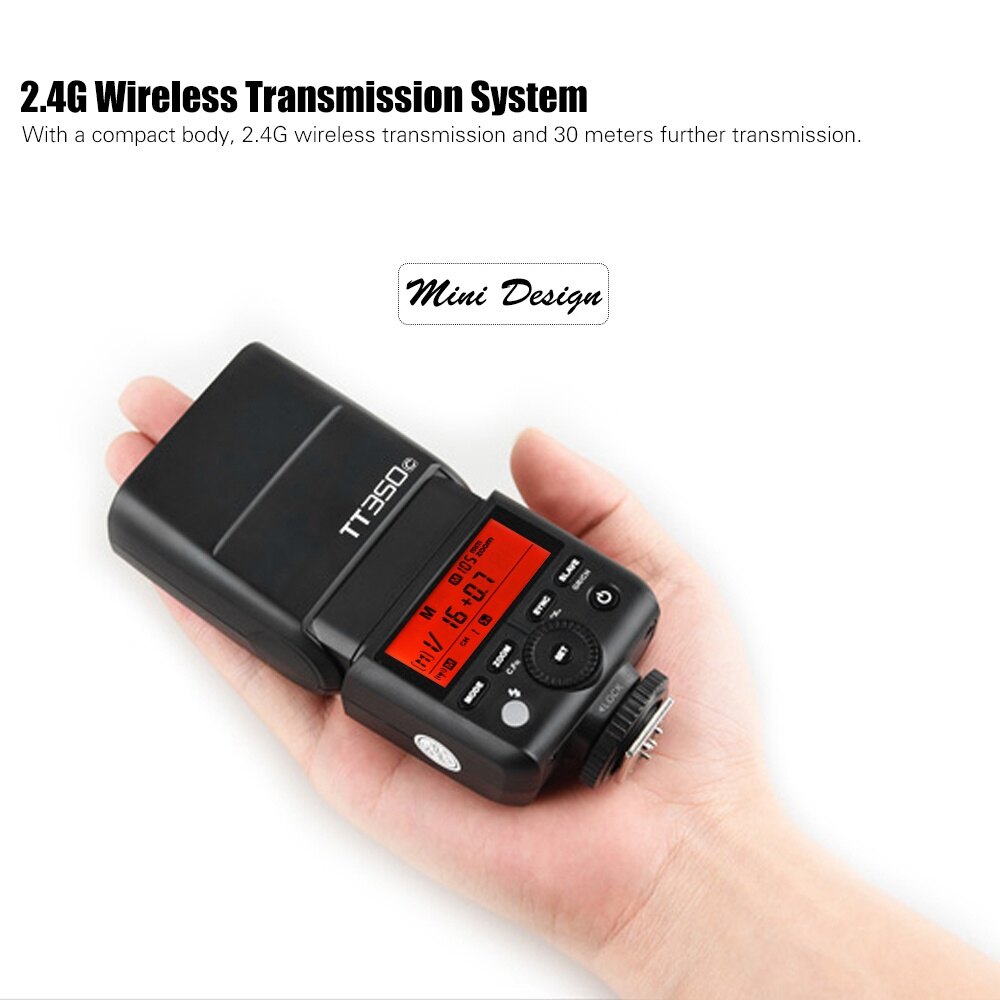 Flash Godox TT350C Per Canon - TTL, HSS 1/8000s, Wireless 2.4G, GN36, Compatibile Con 5D Mark III, 80D, Ecc.