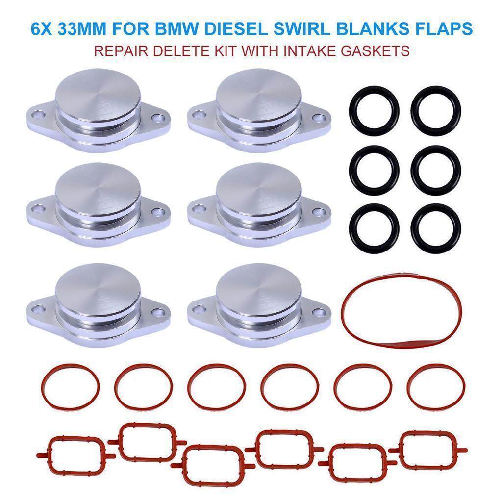 4x 33mm Swirl Flap Blank Bungs & Manifold Gaskets For BMW M57 E38 E46
