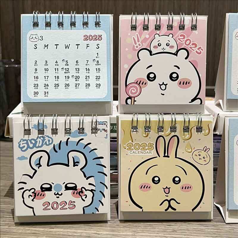 Yespery 2025 nhỏ gọn mới lịch Kawaii chiikwas phim hoạt hình Lịch Để Bàn kế hoạch đồ trang trí cỡ nhỏ trang trí Ins cô gái dễ thương món quà giáng sinh