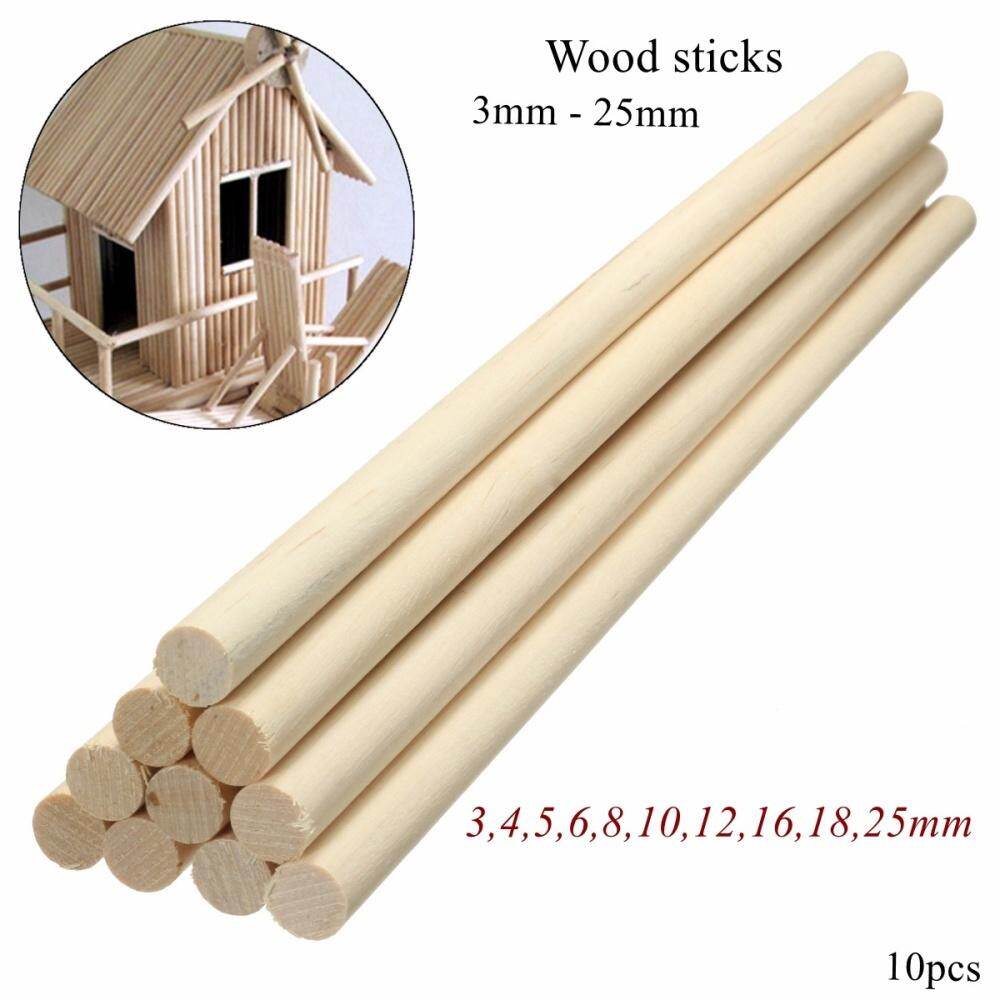 Gambar TD 10pcs Round Wooden Lollipop Lolly Sticks Cake Dowels DIY Food Hand Crafts Tool 6mm*300mm