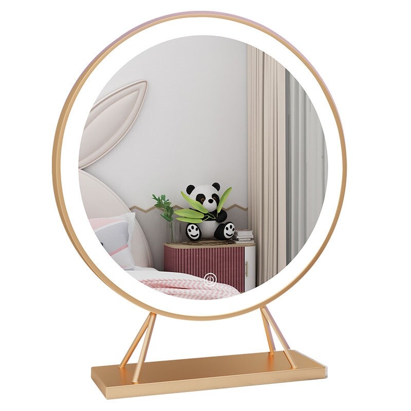 Gambar Mirror makeup mirror desktop LED mirror home fill light beauty makeup mirror girls dormitory charging makeup round mirror