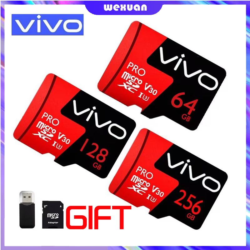 ♥Spot goods Give away Card reader+adapter♥COD original authentic Vivo Class 10 Micro SD Card Video Card 16GB 32GB 64GB 128GB 256GB 512GB Memory TF Card ราคา 92 บาท*ส่งฟรี