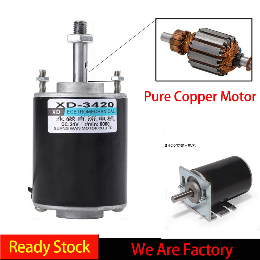 【Hỗ Trợ Thanh Toán Khi Nhận Hàng】 Động Cơ Dc Nam Châm Vĩnh Cửu Cw/Ccw Tốc Độ Cao Xd-3420 30W Cho Máy Phát Điện Tự Làm (Tùy Chọn Dc 12V/24V 3000/6000Rpm)
