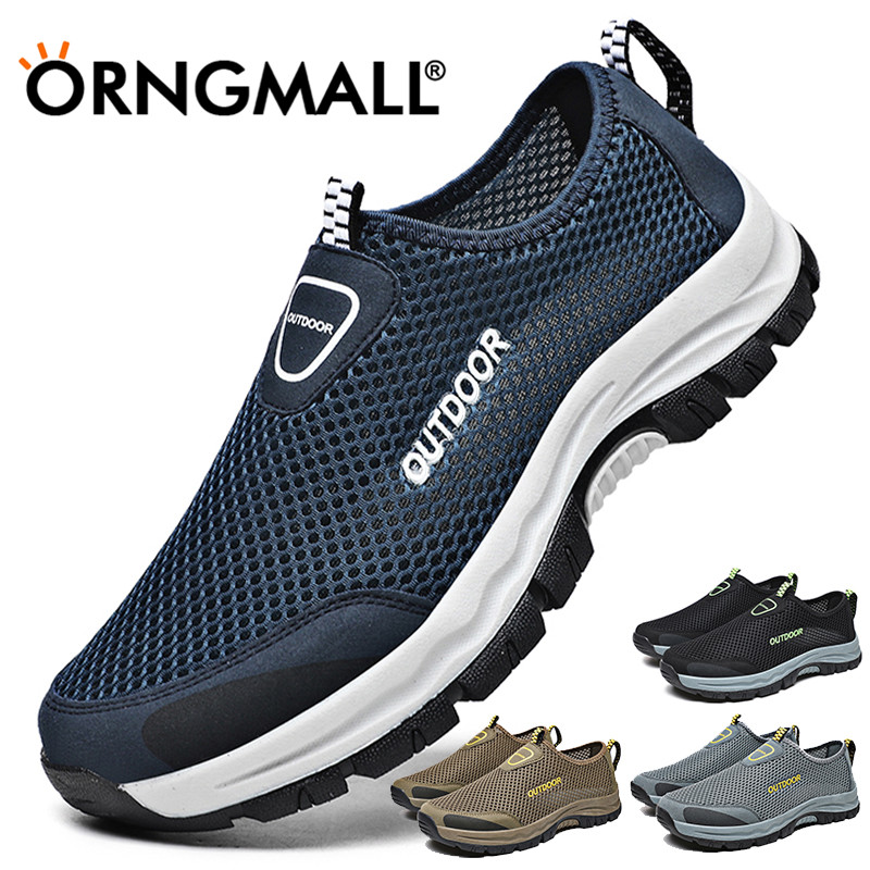 ORNGMALL Outdoor Sport Shoes Hiking Shoes Non-slip Wear-resistant Hiking Shoes Sneakers for Men Breathable Hiking Shoes Casual Mesh Shoes Climbing Trekking Shoes 39-48 ราคา 396 บาท*ส่งฟรี