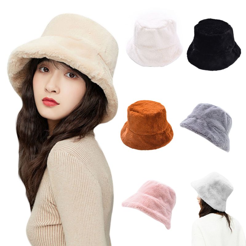 Women Winter Thickened Fluffy Plush Cap 