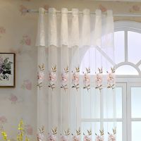 AnneyOneDecor Luxury Sheer Curtain for Living Room Flower Embroidered European Style Curtain with Top Valance Tulle Window Draperies for Villa