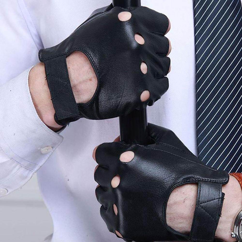 PU Leather Gloves Half Finger Workout Fitness Driving Womens Fingerless SG 