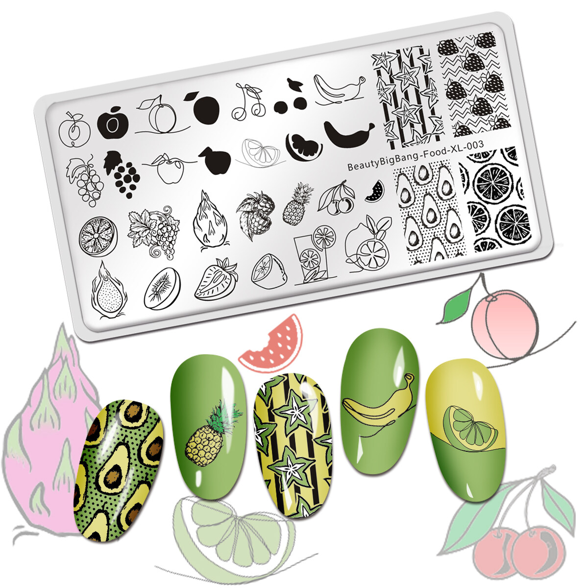 BEAUTYBIGBANG Food Tropical Fruit Themed Nail Art Printing Plate