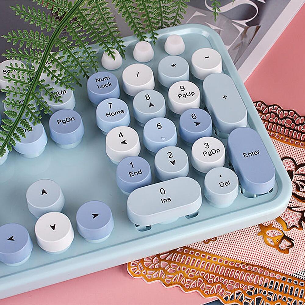 [bán chạy] mofii combo chuột bàn phím ngọt ngào bộ chuột bàn phím không dây 2.4g màu hỗn hợp nắp phím treo tròn cho máy tính xách tay màu xanh dương 27