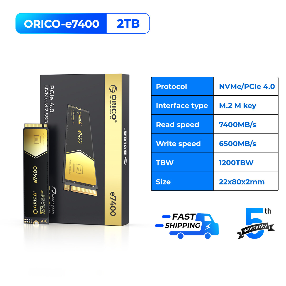 ORICO 7400 MB/giây SSD 4TB NVMe M2 2TB 1TB 512GB PCIe 4.0x4 2280 tản nhiệt SSD nmve Ổ cứng trong nội