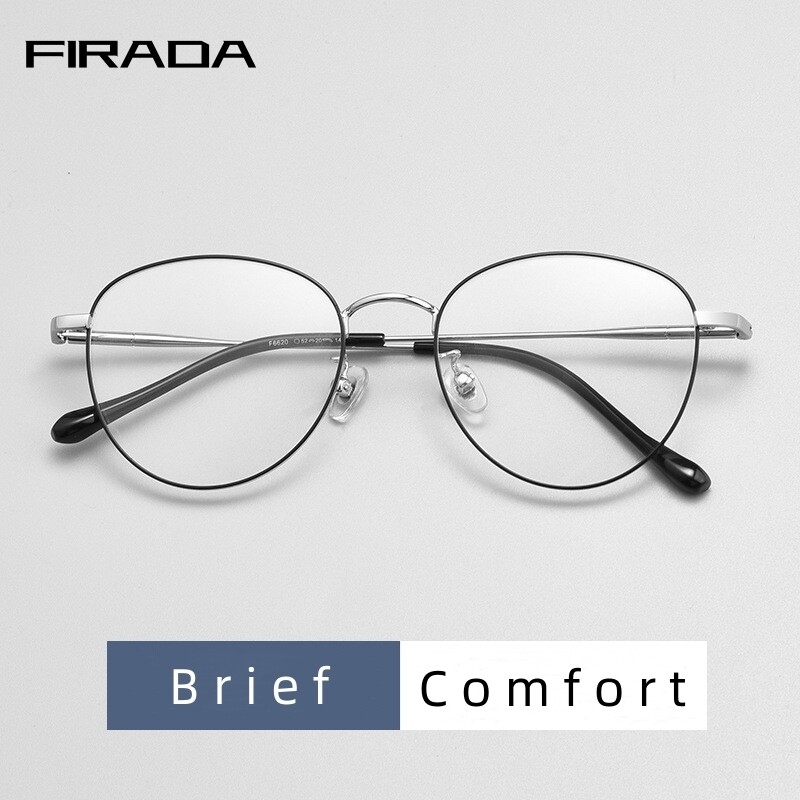 FIRADA Fashion Eyewear Women's Retro Round Metal Eyeglasses Myopia Optical Prescription Glasses Frame For Men And Women 6620 ราคา 314 บาท*ส่งฟรี