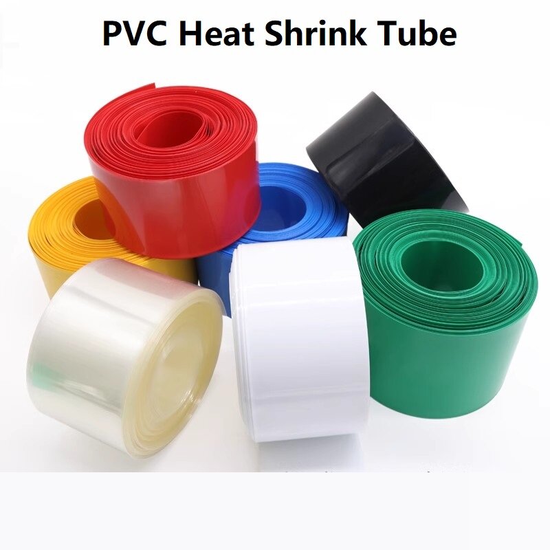 PVC Heat Shrink Tube  Width 7mm ~ 100mm Insulated Film Wrap lithium Case Cable protection Sleeves 10M