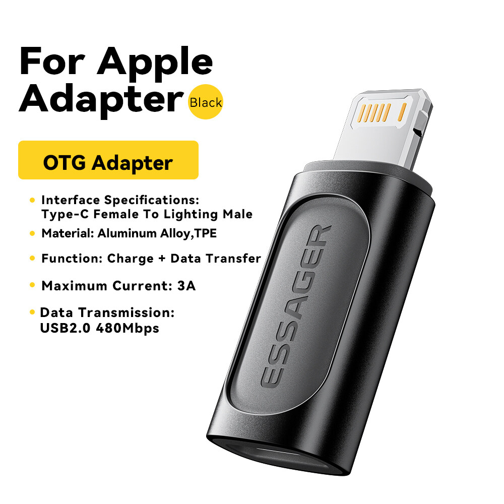 Essager 3A Bộ chuyển đổi OTG Lightning Nữ Để Loại C Nam USB2.0 480Mbps Loại C Nữ Để Lightning Nam Ad
