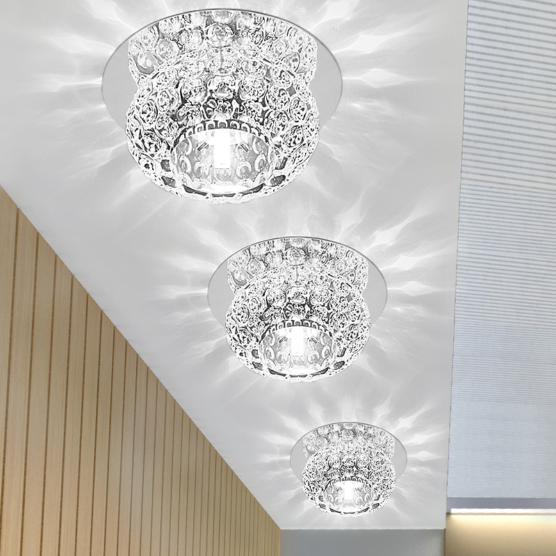 Led Mini Đèn trần pha lê hiện đại thép không gỉ phòng khách phòng ngủ trong nhà hành lang lối đi phòng ăn trang trí lãng mạn
