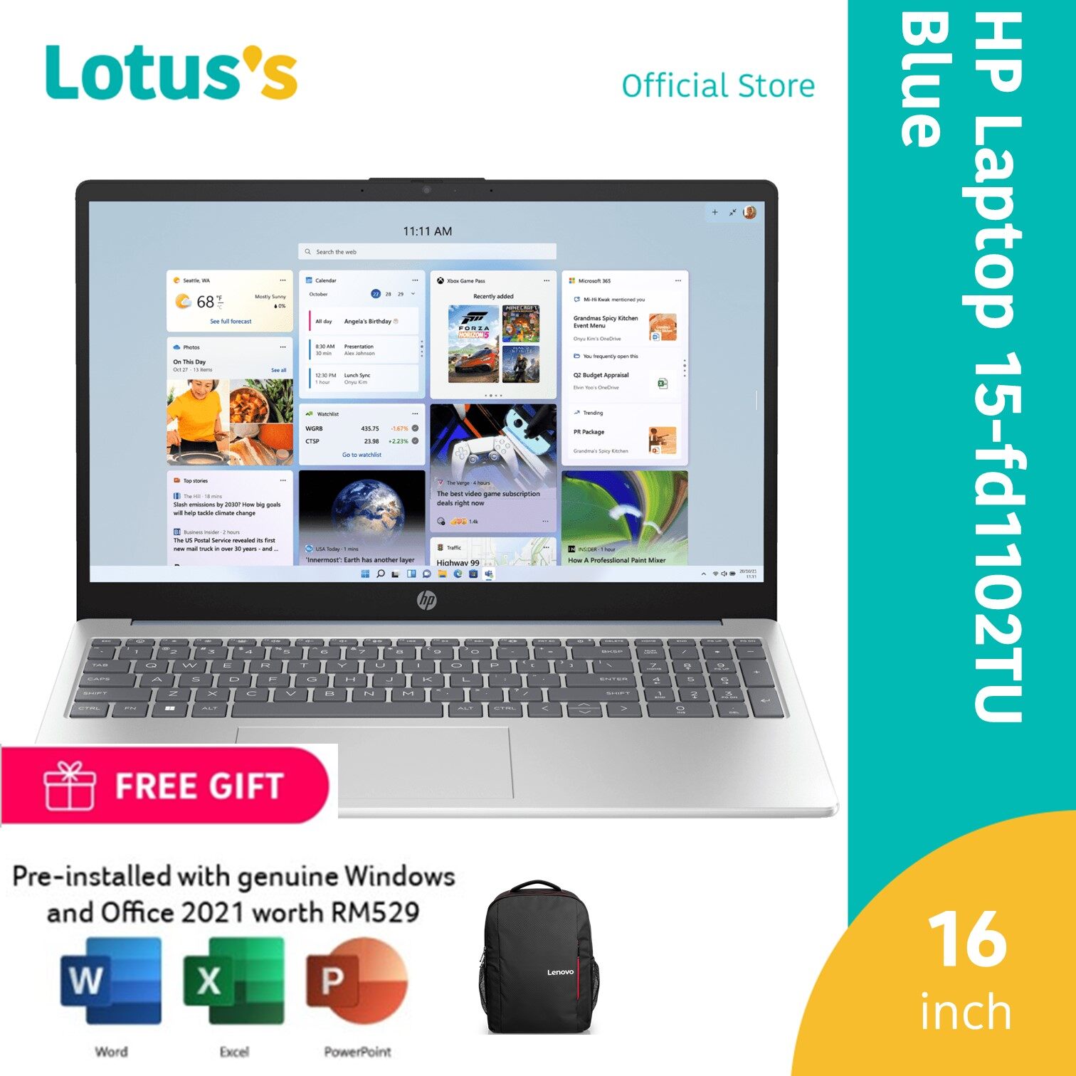 Hp Laptop [15-Fd1101Tu/15-Fd1102Tu/15-Fd1104Tu] 16" (Intel® Core™ Ultra 5 125H, 16Gb, 512Gb,)