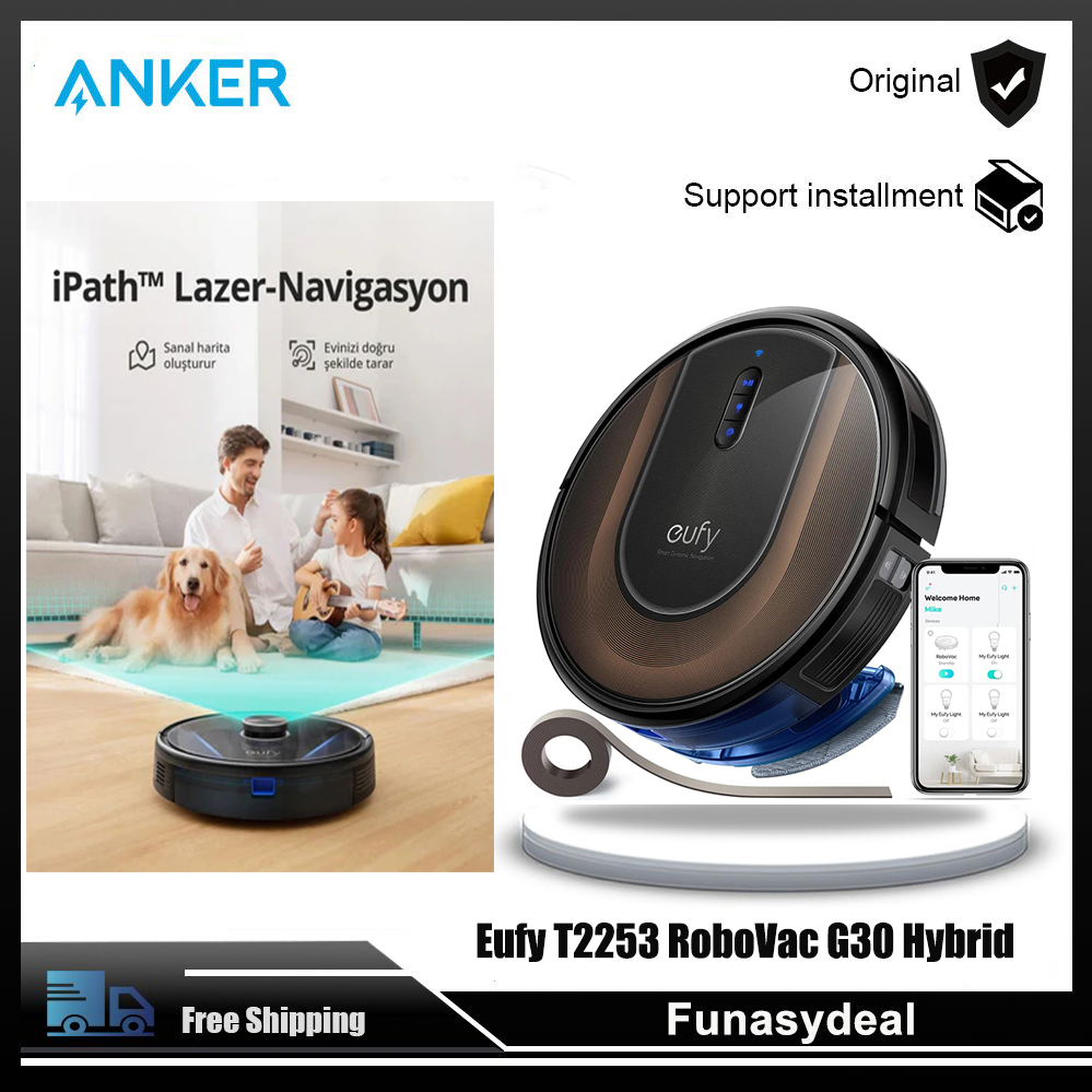 Eufy RoboVac G30 Hybrid Robot Vacuum Cleaner App Alexa Google Assistant Wi-Fi Connectivity S60 G30 SE Hybrid ราคา 11,999 บาท*ส่งฟรี