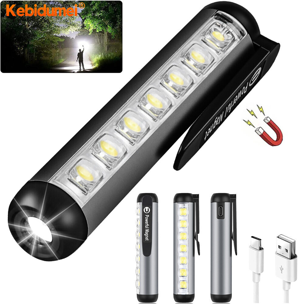 Kebidumei Đèn pin LED Mini XPE + Đèn COB hạt đèn pin siêu sáng đèn làm việc đèn pin sạc USB không thấm nước