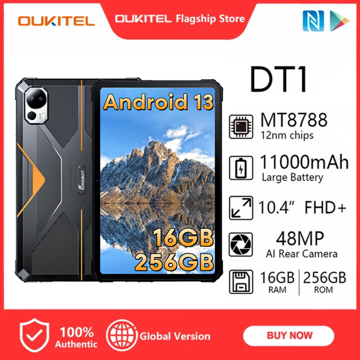 OUKITEL RT3 Rugged Android 12 Tablet, 8 Inch Waterproof-Tablet, Octa Core  7GB+64GB 1TB Expandable,5150mAh Battery Industrial Tablet PC, 16+8MP  Camera
