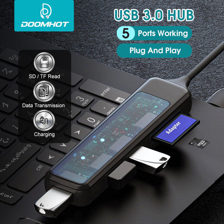 DoomHot USB Hub, Hub USB 3.0 4 Cổng Bộ Chuyển Đổi Cáp Cổng USB 5Gbps Siêu Tốc Phụ Kiện Máy Tính PC Nguồn Micro USB Với Chức Năng OTG Cho Máy Tính Để Bàn Máy Tính Xách Tay PC
