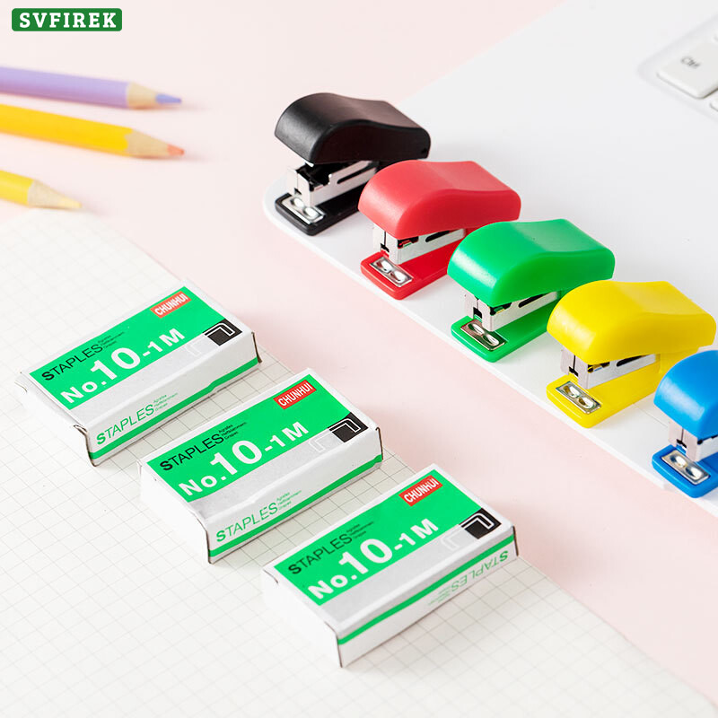 Mini hoạt hình dễ thương Stapler thiết lập đồ dùng học tập sinh viên Stapler Dụng cụ Nẹp viền vải trường học văn phòng văn phòng phẩm 10 # STAPLE