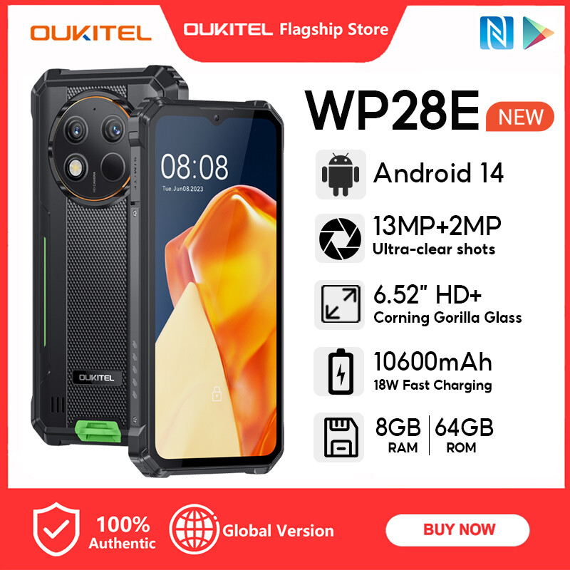 [LOCAL STOCK] OUKITEL WP28E Android 14 10600mAh 6.52” HD+ Display Mobile 8GB+64GB 13MP+2MP Camera NFC OTG FM Handphone ราคา 4,358 บาท*ส่งฟรี