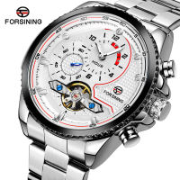 Original Forsining Black Automatic Mechanical Watch Waterproof Watch Tourbillon Stainless Steel Strap Military Mens Clock. mens gift