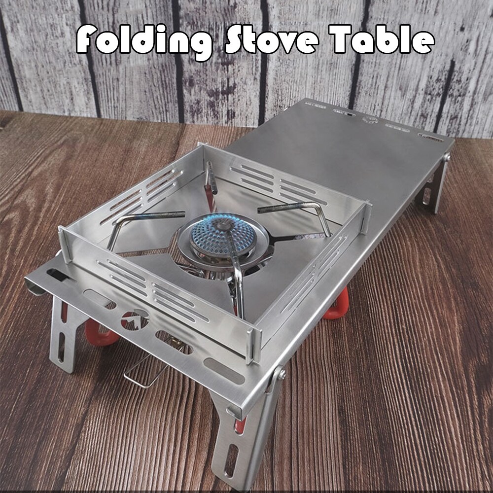 Gambar Folding Stove Table Portable Camping Stove Stand Bracket Holder For Fishing Hiking Camping Table Heat Shield Gas Stove Stand