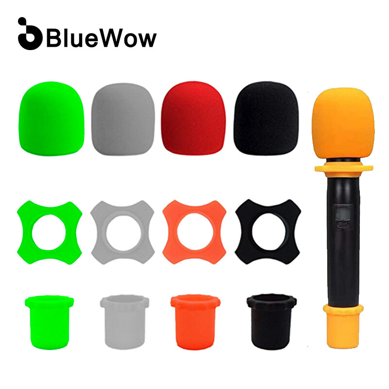 BlueWow CX058 Microphone Cover Handheld Wireless Microphone Windscreen Foam Cover,Anti-Rolling Mic Protection Silicone Ring ,Bottom Rod Sleeve Holder for KTV DJ Device ราคา 26 บาท*ส่งฟรี