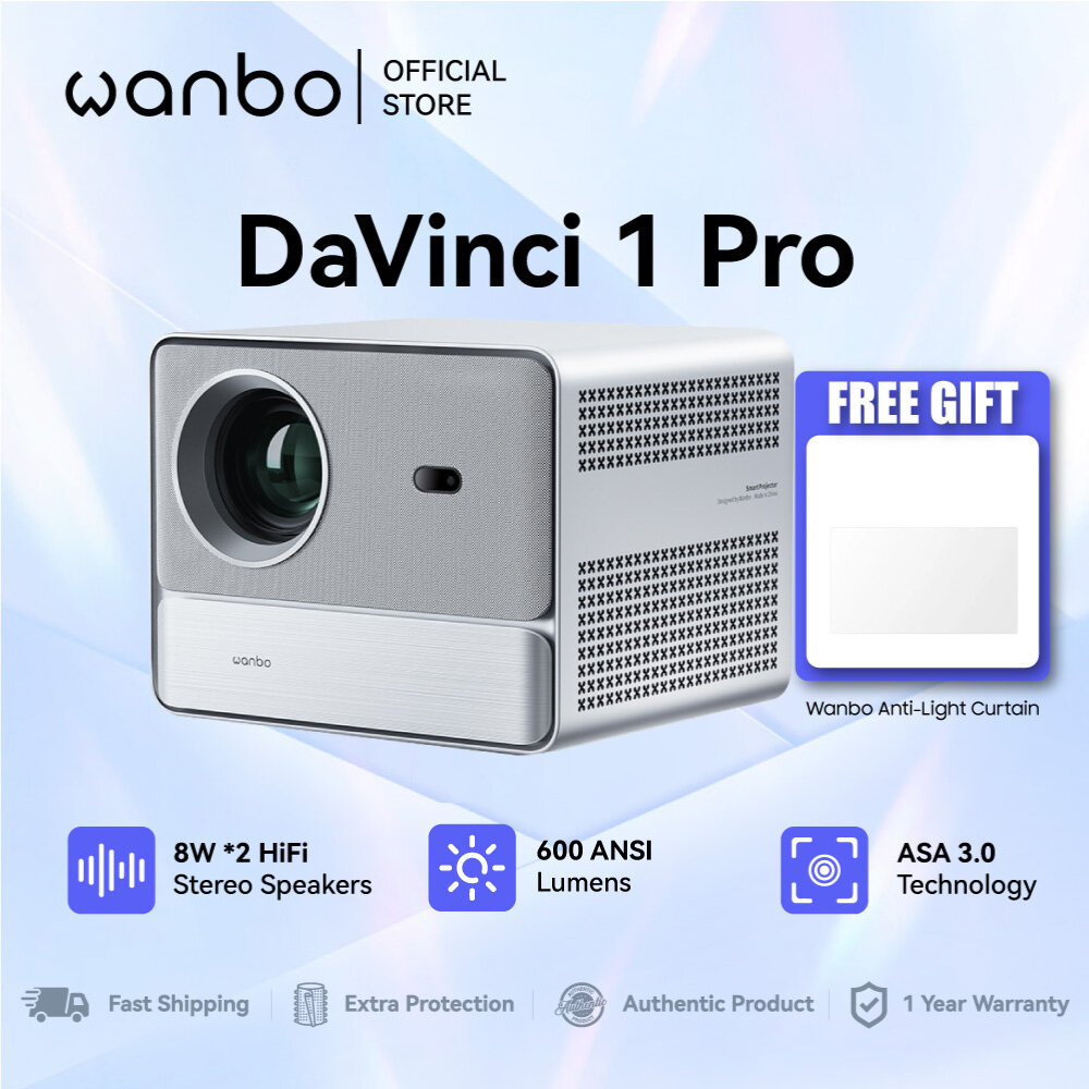 Wanbo DaVinci 1 Pro 4K UHD Android TV 11 Projector with HiFi Stereo Speakers and Game Mode Harga  1,199 Ringgit*Penghantaran Percuma