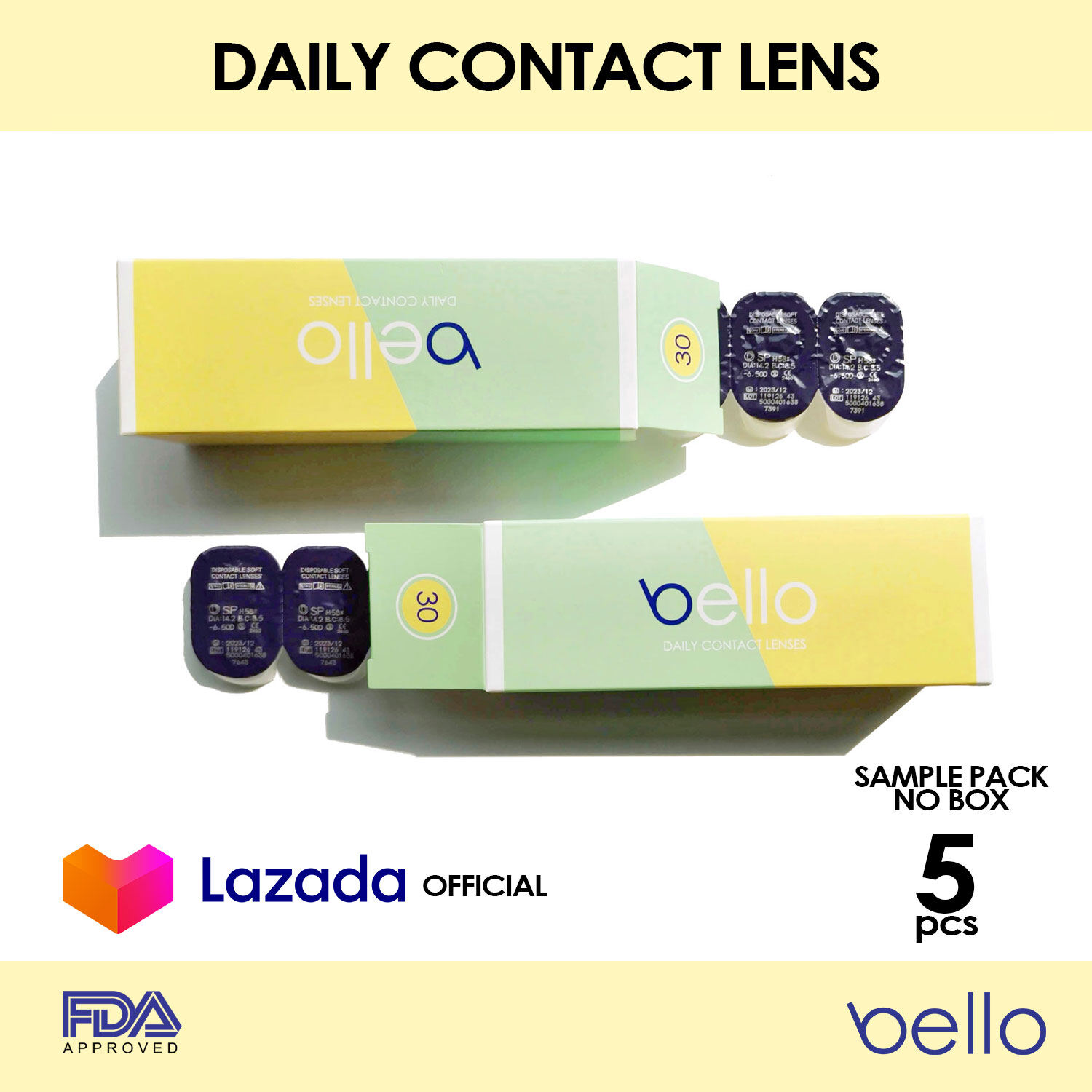 Gambar Bello (5pcs Sample No Box) 1 Day   Daily Contact Lens (Same as Acuvue® Moist) EXP 2024   NEW LAUNCH OFFER!